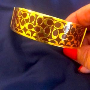 COACH Gold & Burgundy Bangle Bracelet